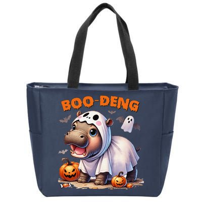Boo Deng Halloween Baby Pygmy Hippo Bouncy Pig Moo Deng Zip Tote Bag