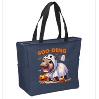 Boo Deng Halloween Baby Pygmy Hippo Bouncy Pig Moo Deng Zip Tote Bag
