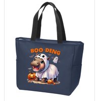 Boo Deng Halloween Baby Pygmy Hippo Bouncy Pig Moo Deng Zip Tote Bag