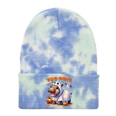 Boo Deng Halloween Baby Pygmy Hippo Bouncy Pig Moo Deng Tie Dye 12in Knit Beanie