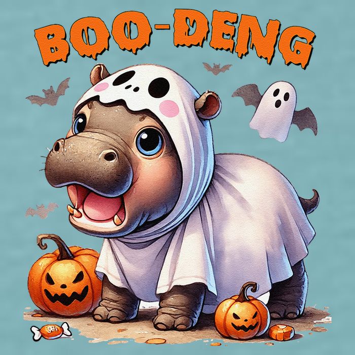Boo Deng Halloween Baby Pygmy Hippo Bouncy Pig Moo Deng Sueded Cloud Jersey T-Shirt