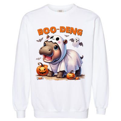 Boo Deng Halloween Baby Pygmy Hippo Bouncy Pig Moo Deng Garment-Dyed Sweatshirt