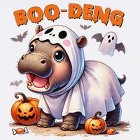 Boo Deng Halloween Baby Pygmy Hippo Bouncy Pig Moo Deng Garment-Dyed Sweatshirt