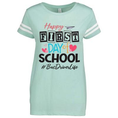 Bus Driver Happy First Day Of School Women Back To School Enza Ladies Jersey Football T-Shirt