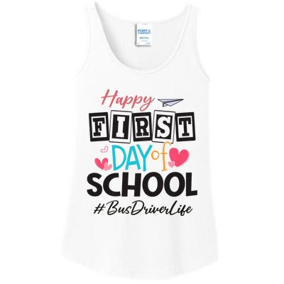 Bus Driver Happy First Day Of School Women Back To School Ladies Essential Tank