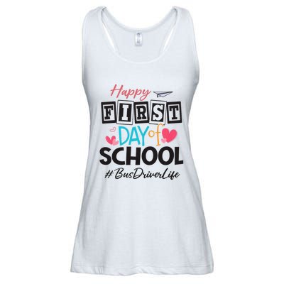 Bus Driver Happy First Day Of School Women Back To School Ladies Essential Flowy Tank