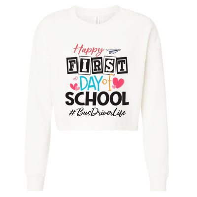 Bus Driver Happy First Day Of School Women Back To School Cropped Pullover Crew