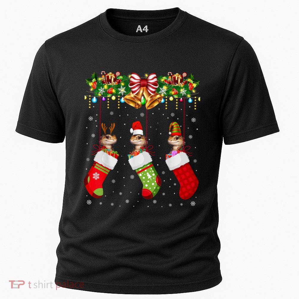 Bearded Dragon In Socks Xmas Santa Elf Reptile Lover Cooling Performance Crew T-Shirt