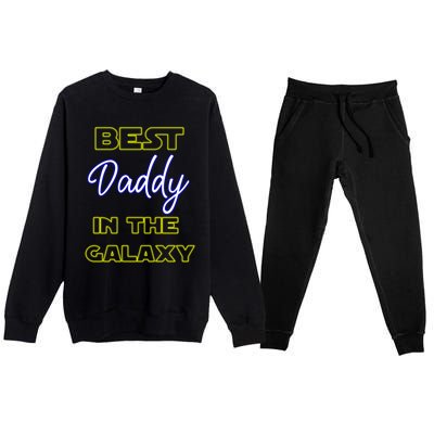 Best Daddy In The Galaxy Fathers Day Pa Pop American Dad Gift Premium Crewneck Sweatsuit Set