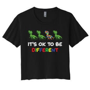 Baby Dinosaurs Its Ok To Be Different Autism Awareness TRex Women's Crop Top Tee