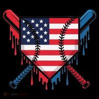 Baseball Drip Ice Cream Patriotic American Flag Funny Tall T-Shirt