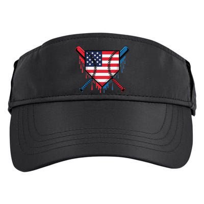 Baseball Drip Ice Cream Patriotic American Flag Funny Adult Drive Performance Visor