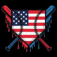 Baseball Drip Ice Cream Patriotic American Flag Funny Bucket Hat