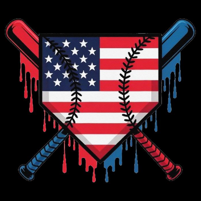 Baseball Drip Ice Cream Patriotic American Flag Funny Bucket Hat