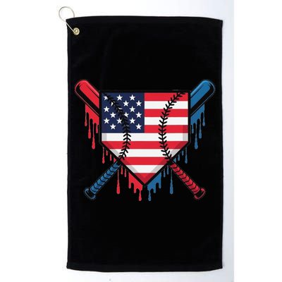 Baseball Drip Ice Cream Patriotic American Flag Funny Golf Towel