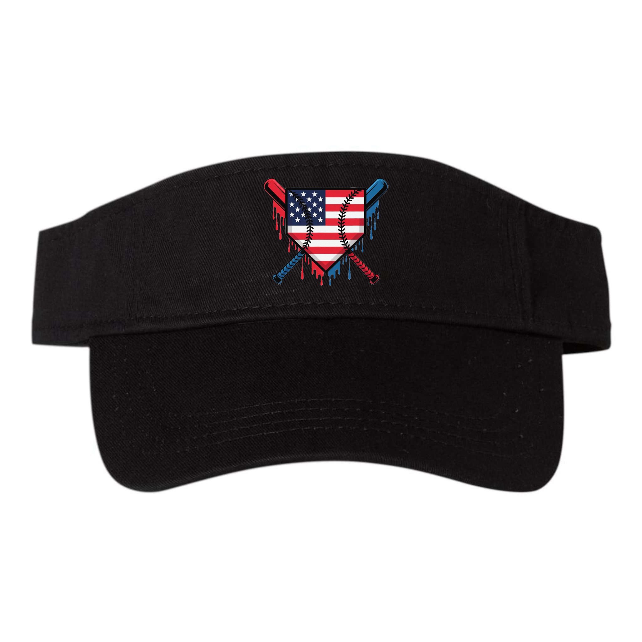 Baseball Drip Ice Cream Patriotic American Flag Funny Visor