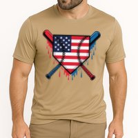 Baseball Drip Ice Cream Patriotic American Flag Funny Cooling Performance Crew T-Shirt