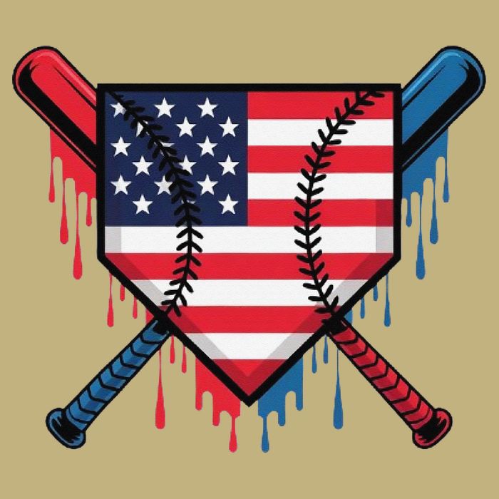 Baseball Drip Ice Cream Patriotic American Flag Funny Cooling Performance Crew T-Shirt