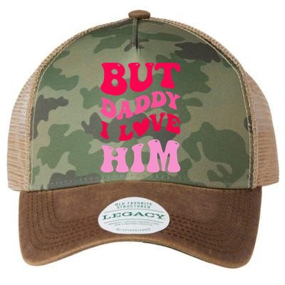 But Daddy I Love Him Groovy Heart White Legacy Tie Dye Trucker Hat