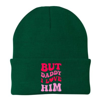 But Daddy I Love Him Groovy Heart White Knit Cap Winter Beanie