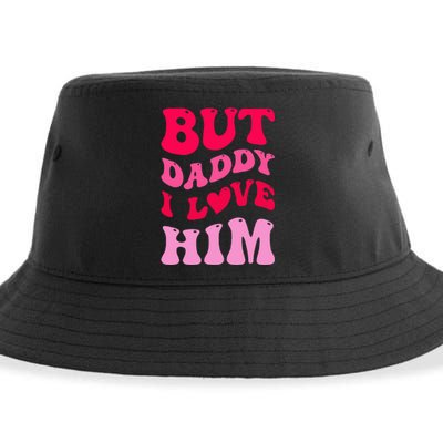 But Daddy I Love Him Groovy Heart White Sustainable Bucket Hat