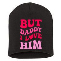 But Daddy I Love Him Groovy Heart White Short Acrylic Beanie