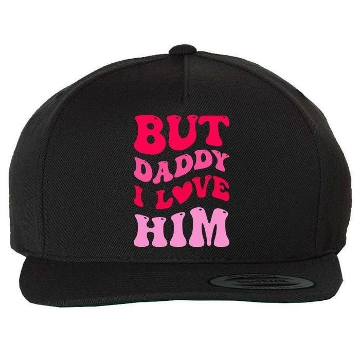 But Daddy I Love Him Groovy Heart White Wool Snapback Cap