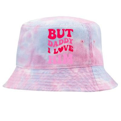 But Daddy I Love Him Groovy Heart White Tie-Dyed Bucket Hat