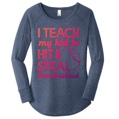 Baseball Dad I Teach My To Hit And Steal Fathers Day Cute Gift Women's Perfect Tri Tunic Long Sleeve Shirt