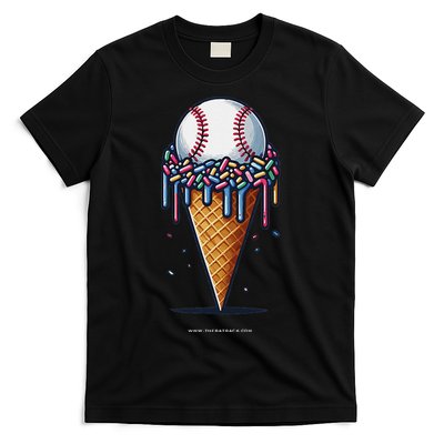 Baseball Drip Ice Cream Cone With Sprinkles T-Shirt