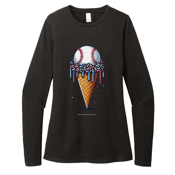 Baseball Drip Ice Cream Cone With Sprinkles Womens CVC Long Sleeve Shirt