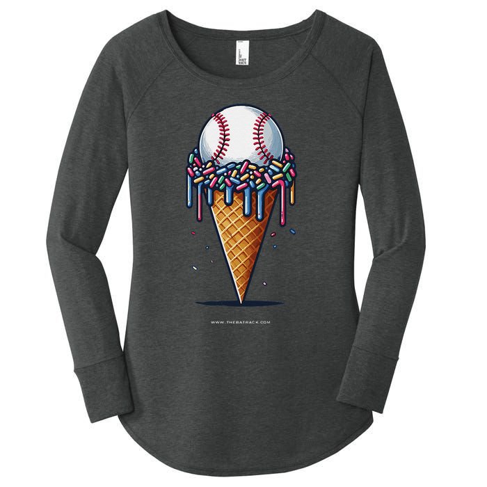 Baseball Drip Ice Cream Cone With Sprinkles Women's Perfect Tri Tunic Long Sleeve Shirt