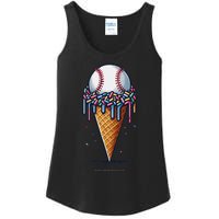 Baseball Drip Ice Cream Cone With Sprinkles Ladies Essential Tank