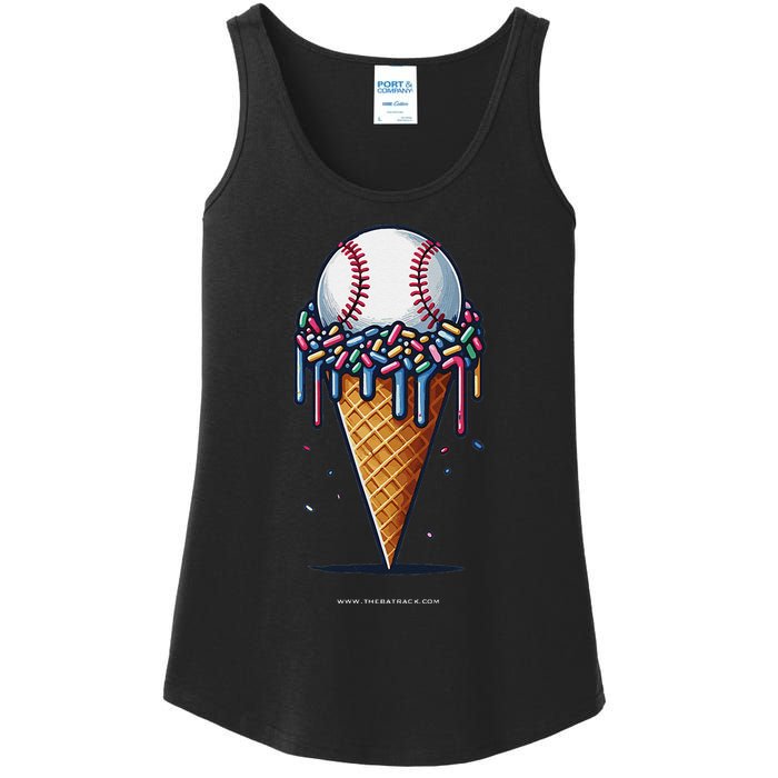 Baseball Drip Ice Cream Cone With Sprinkles Ladies Essential Tank