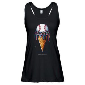 Baseball Drip Ice Cream Cone With Sprinkles Ladies Essential Flowy Tank