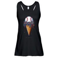 Baseball Drip Ice Cream Cone With Sprinkles Ladies Essential Flowy Tank