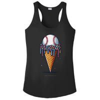 Baseball Drip Ice Cream Cone With Sprinkles Ladies PosiCharge Competitor Racerback Tank