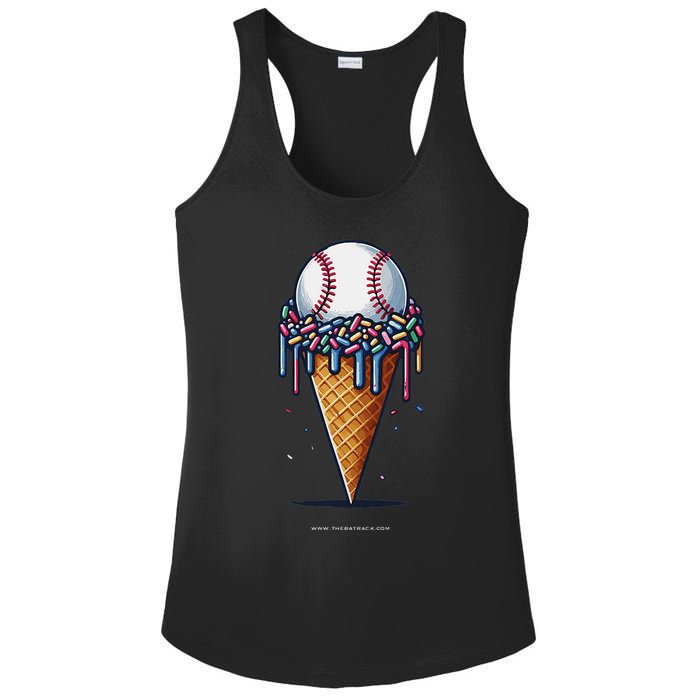 Baseball Drip Ice Cream Cone With Sprinkles Ladies PosiCharge Competitor Racerback Tank