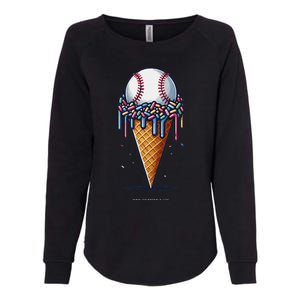 Baseball Drip Ice Cream Cone With Sprinkles Womens California Wash Sweatshirt