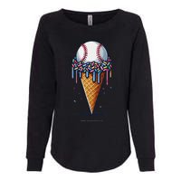 Baseball Drip Ice Cream Cone With Sprinkles Womens California Wash Sweatshirt