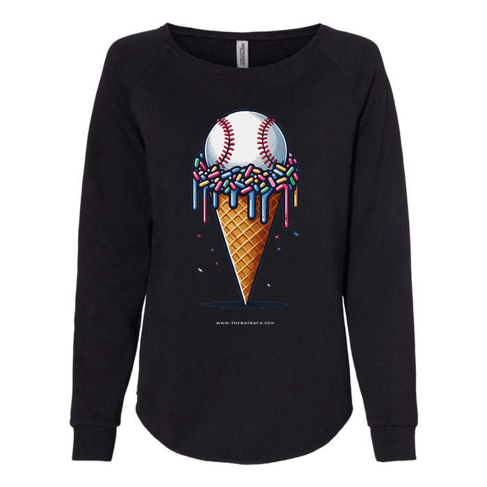 Baseball Drip Ice Cream Cone With Sprinkles Womens California Wash Sweatshirt