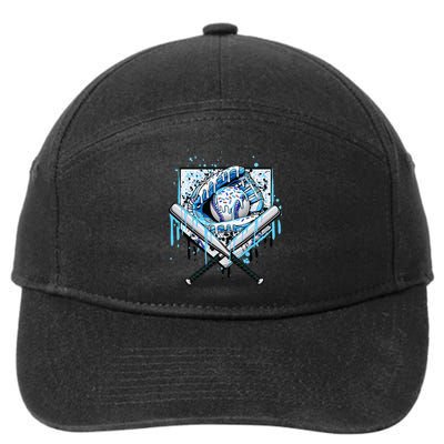 Baseball Drip Ice Cream Drip Baseball  7-Panel Snapback Hat