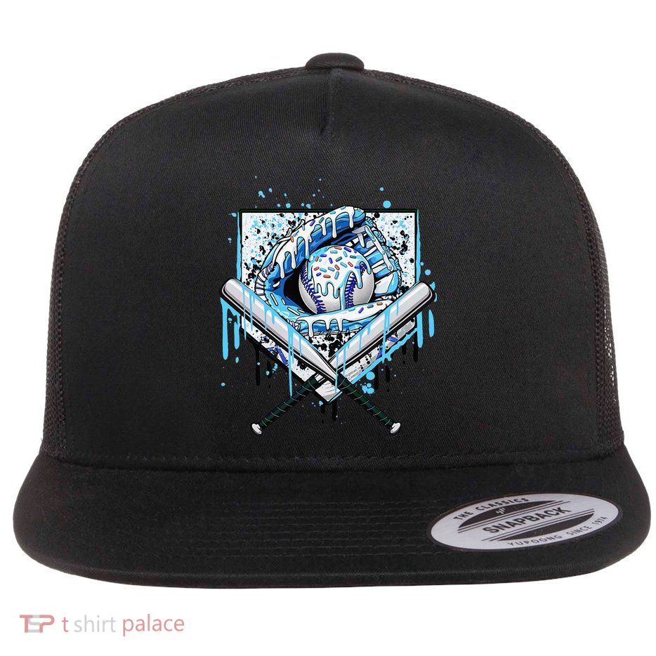 Baseball Drip Ice Cream Drip Baseball  Flat Bill Trucker Hat