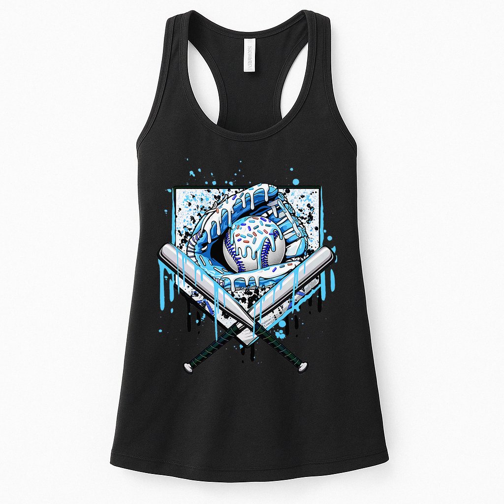 Baseball Drip Ice Cream Drip Baseball  Womens Tank Top
