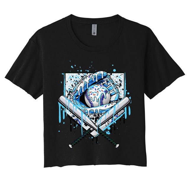 Baseball Drip Ice Cream Drip Baseball  Crop Top