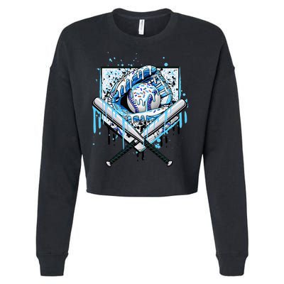 Baseball Drip Ice Cream Drip Baseball  Cropped Pullover Crew
