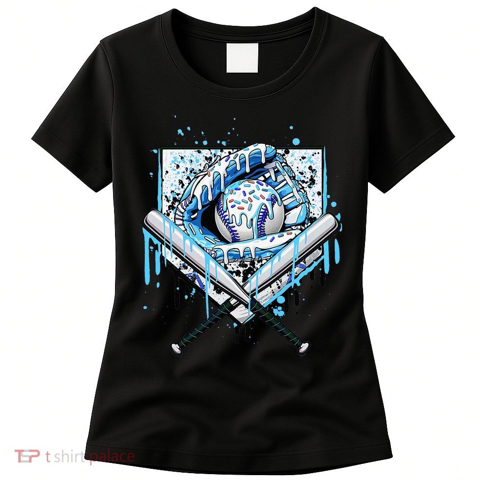 Baseball Drip Ice Cream Drip Baseball  Womens T-Shirt
