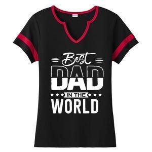 Best Dad In The World Cute Gift Ladies Halftime Notch Neck Tee