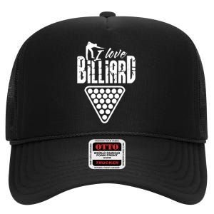 Billiards Dad I Love Billiards Gift Father's Day High Crown Mesh Back Trucker Hat