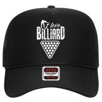 Billiards Dad I Love Billiards Gift Father's Day High Crown Mesh Back Trucker Hat